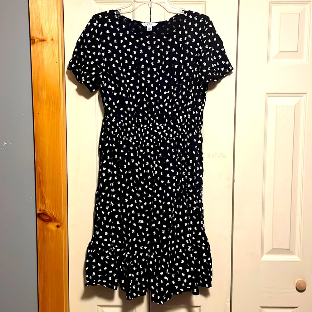 Large Black Dress with Small White Flowers